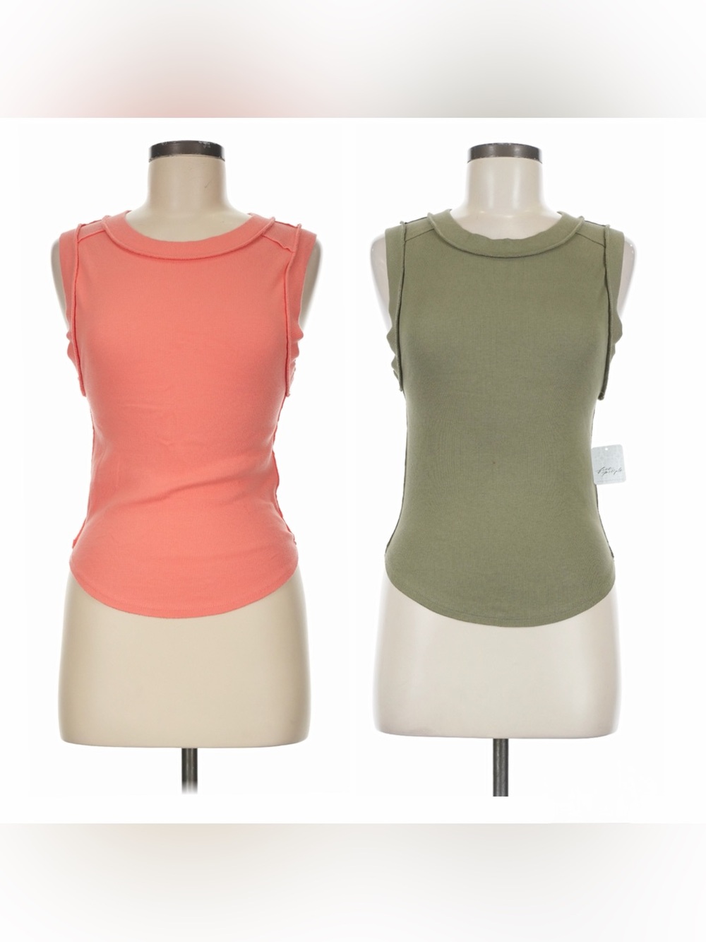 Free People We The Free Kate Tank Bundle, Willow Green and Pink Coral